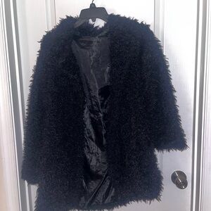 Women's Black Fuzzy Coat
